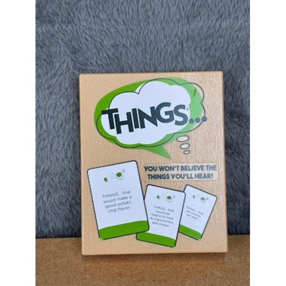 PlayMonster The Game of THINGS... Party Card Game 2020 Edition Wood‎ Box Style